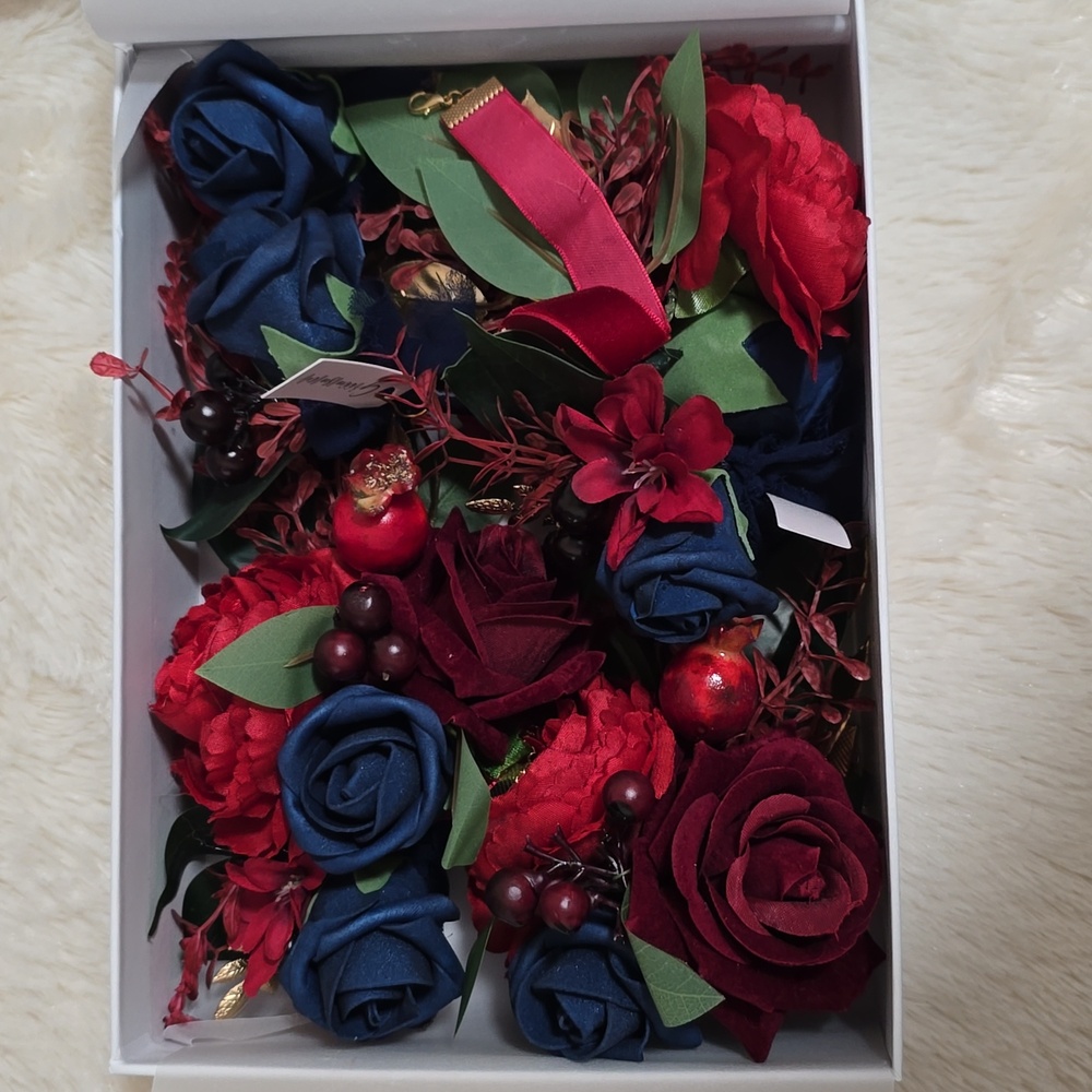 Ling's Moment Wedding Burgundy and Navy Blue Corsage & Pocket Flowers